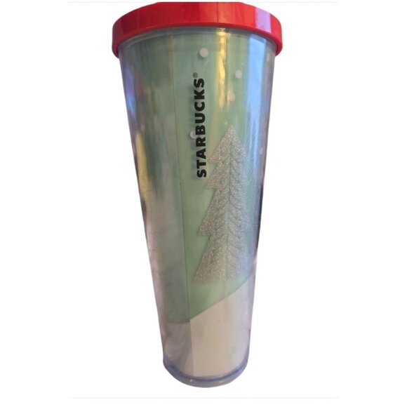 Starbucks 2018 Holiday Gnome Tree Snowing Cold Cup Tumbler 24 oz - Picture 7 of 9